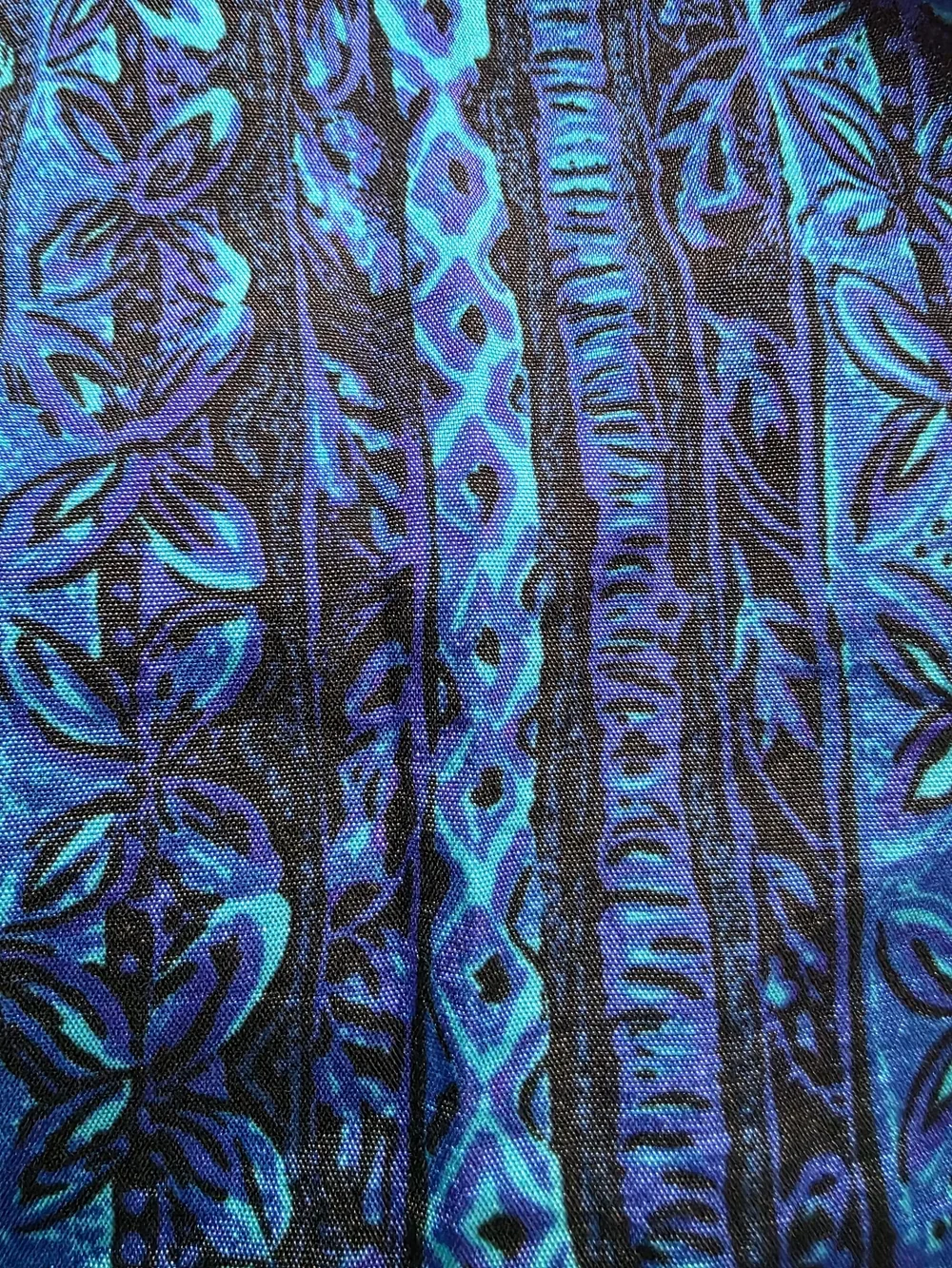 Vintage 90s Sport Swim Trunks Men's Blue Tribal Hawaiian Print Mesh Lined NWT M